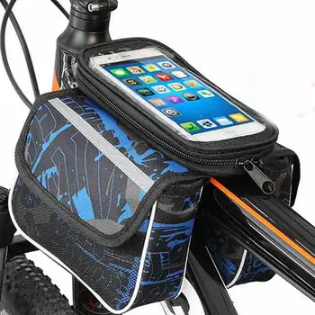 

Bike Bag Frame Front Head Top Tube Cycling Bag Double 6.2 Inch Touch Screen Bag Reflective tapes Bicycle Bag Accessories
