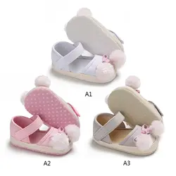 Для новорожденных обувь для девочек дышащая мягкая подошва Нескользящие волосы мяч обувьхлопок милые детские кроватки обувь
