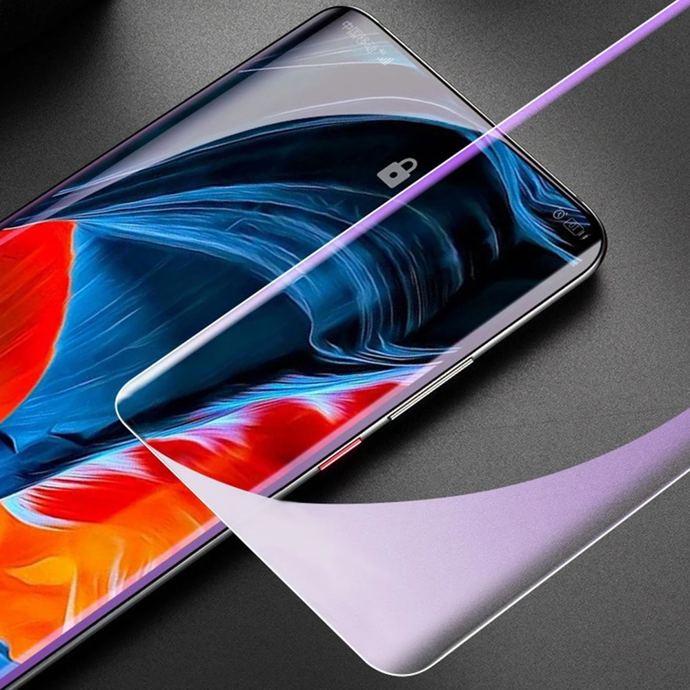 Полное покрытие анти Blu-Ray изогнутое жидкое УФ-Клей закаленное стекло для Oneplus 7T 7 Pro защита экрана стекло защитная пленка