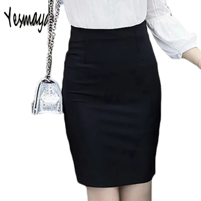 Women S Spring 5xl Plus Size Slim Y Formal Office Skirt Faldas Women S Spring 5xl Plus Size Slim Y Formal Office Skirt Faldas Elastic High Waist Black