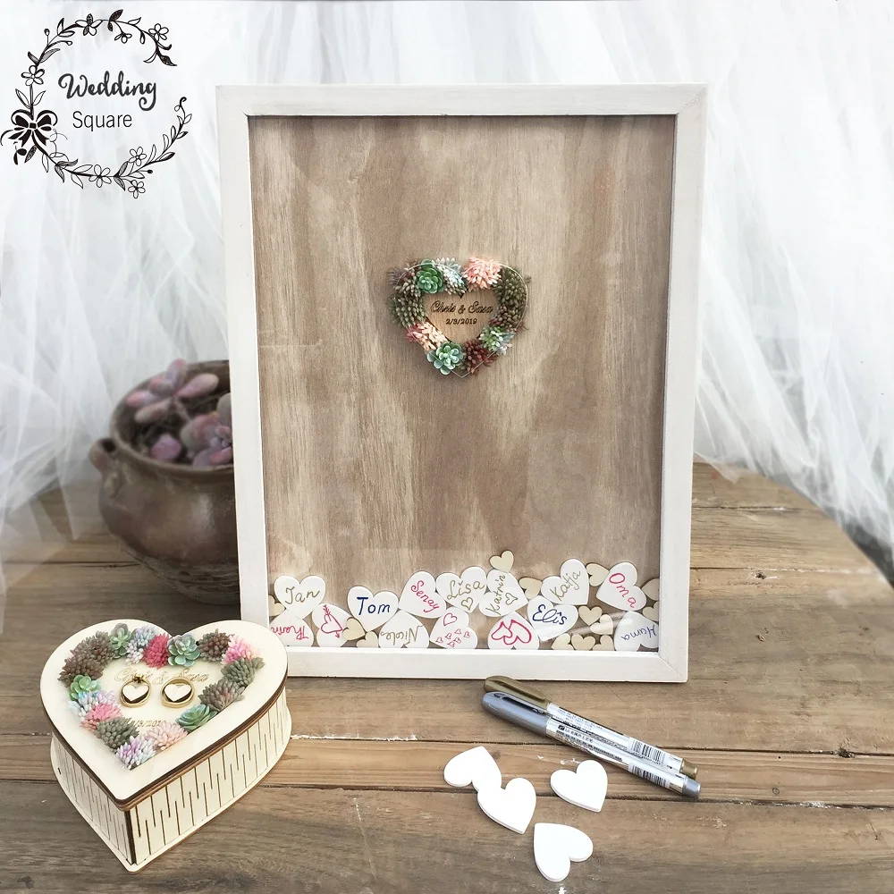 box with hearts sign Personalised Wedding Guest Book -Alternative drop box 