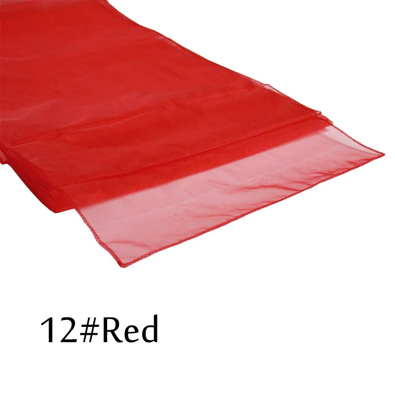 30x275 прозрачная узкая скатерть из органзы для свадебного банкета, украшения для дня рождения, мягкая прозрачная ткань, Свадебный настольный бегун - Цвет: Red
