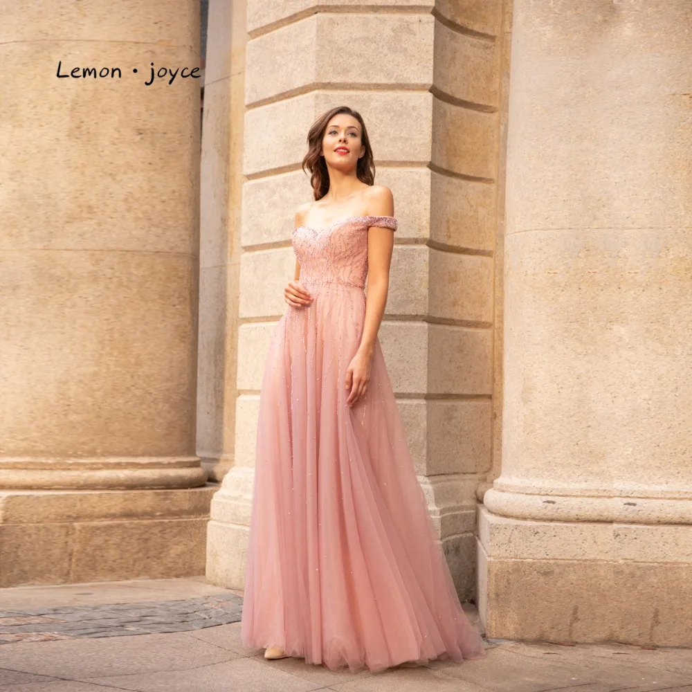 Розовые вечерние платья Lemon joyce длинные сексуальные с вырезом лодочкой без
