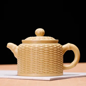 

370ML large capacity Ore mud duan handmade bamboo woven basket yixing teapot kung fu kettle drinkware suit puer Oolong tea