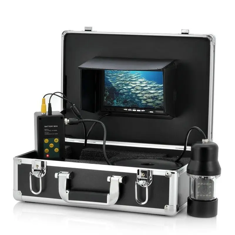 1/3 CCD 700TVL Underwater Fishing Camera video Fish Finder 7" TFT LCD Monitor 20M-100m Cable Infrared LED Rotate 360 Degree