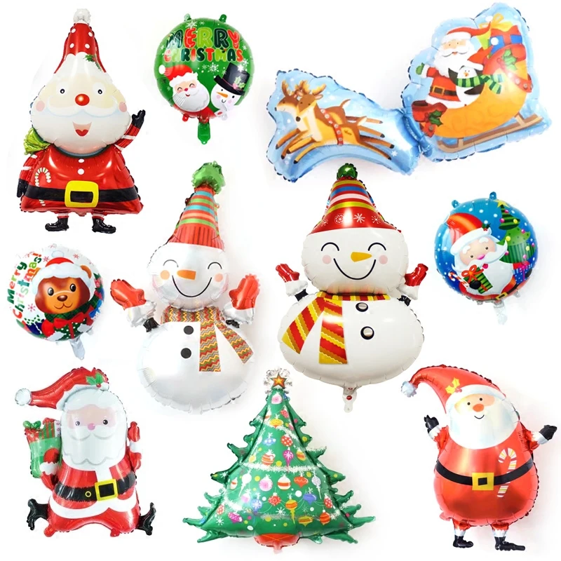 

Big Santa Claus Snowman Helium Foil Balloon Christmas Tree Ball Aluminum Ballons Inflatable Birthday Party Large Xmas Decoration