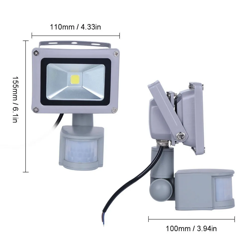 Светодиодный светильник с датчиком движения, 220 В, 50 Вт, 30 Вт, 10 Вт, уличный светодиодный светильник, прожектор, настенный светильник, отражатель, водонепроницаемый, холодный белый