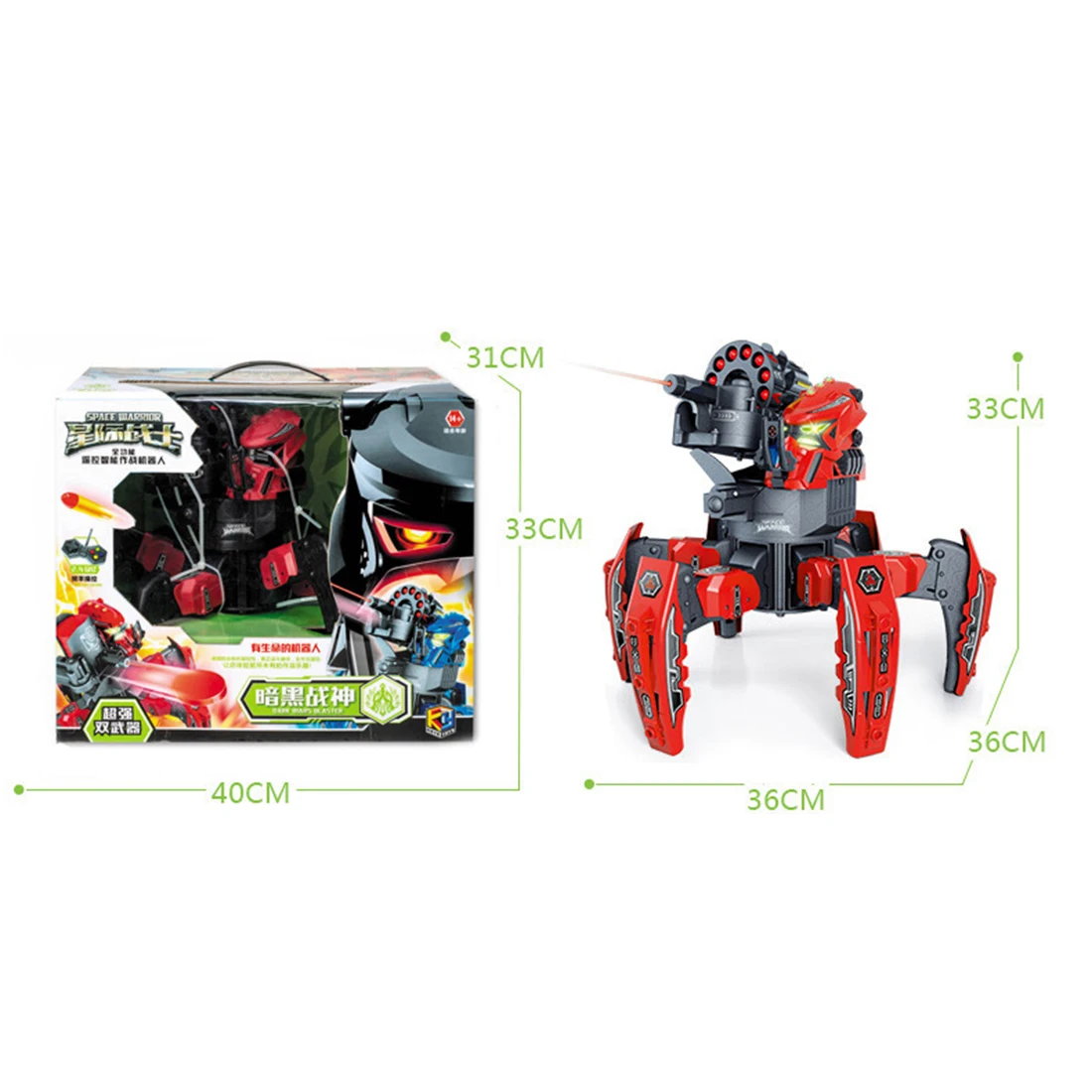 2.4G Electric Remote Control Foam Dart Shooting Robot DIY Intelligent Combat With Six-Foot Spider Toys For Children Red