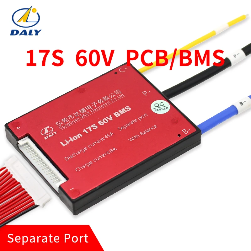 

Daly 3.7V Li-ion17S 60V 45A 18650 PCM battery protection board BMS PCM with balanced lithiumli ion lithium battery module