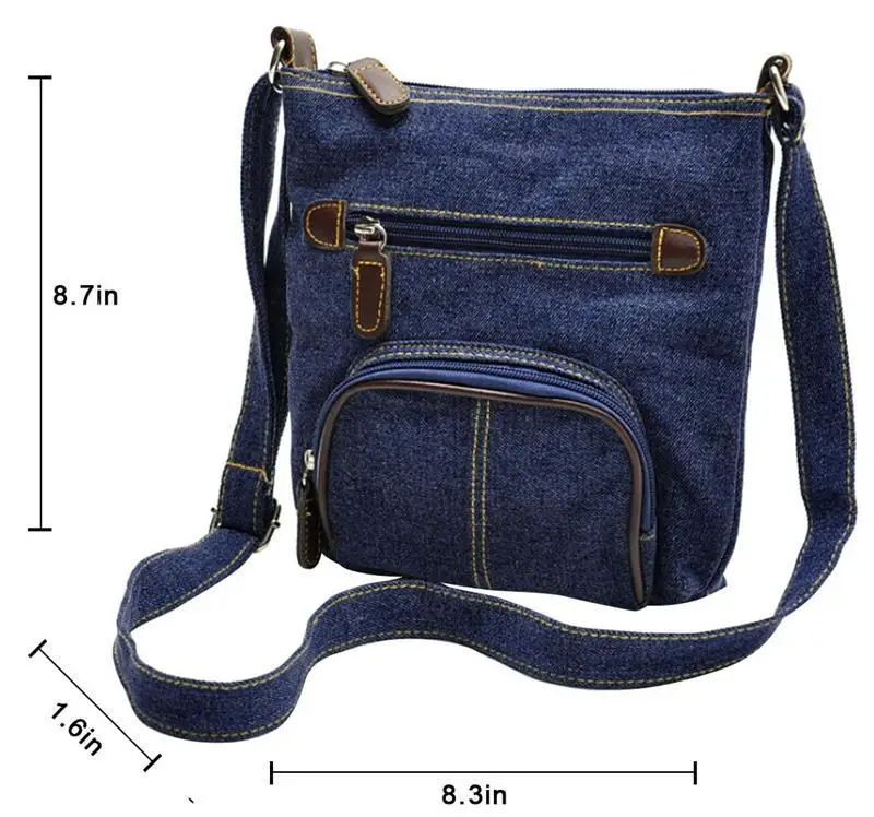 Повседневное джинсовая ткань Для женщин Crossbody сумка Мини сумка для девушки дамы небольшой Женская сумочка с клапаном Tote