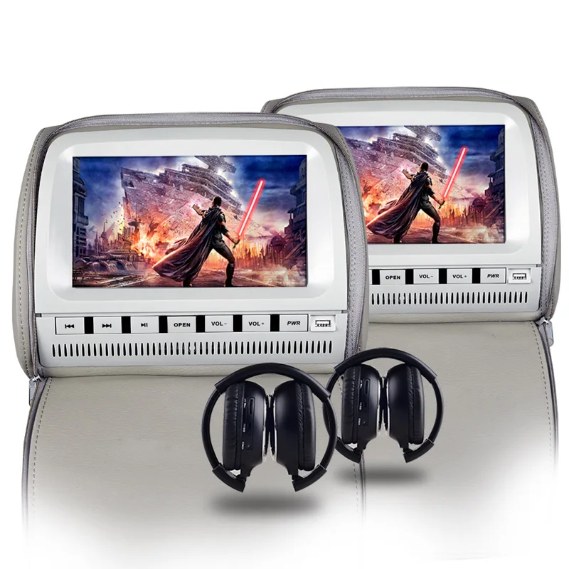 XST 2PCS 9 Inch Car Headrest Monitor MP5 DVD Video Player 800x480 Zipper Cover TFT LCD Screen IR/FM/USB/SD/Speaker/Game