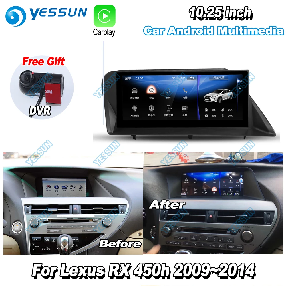 YESSUN 10.25'' For Lexus RX450h RX 450h 20142017 Car Android Carplay