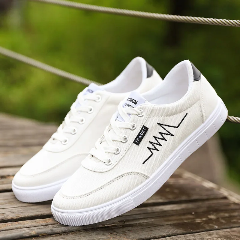 Breathable New 2016 Spring and Summer Canvas Lace Up Shoes Men Flat Shoes Men Casual Shoes Black White