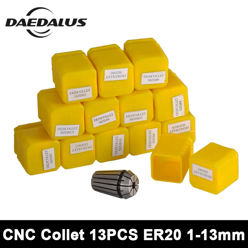 

CNC 13PCS ER20 Collet Chuck 1mm-13mm Milling Cutter Router Tools For Woodworking Engraver Milling Machine/Boring/Drilling