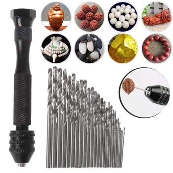 

Aluminum Mini Micro Hand Drill Keyless Chuck With 28pcs / 30pcs / 40 pcs Twist Drills Bits Rotary