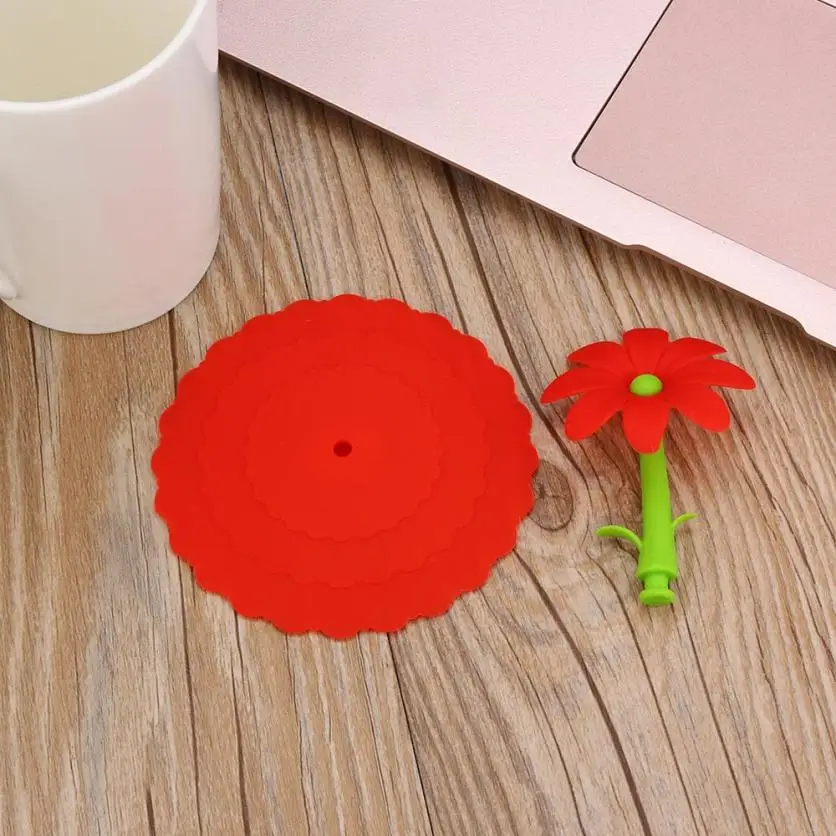 Горячий милый Подсолнух кружева пыль многоразовый силикон крышка чашки DIY Сращивание