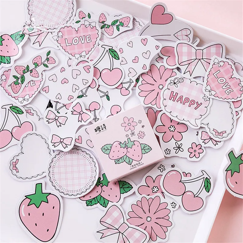

Strawberry Flavor Bullet Journal Mini Box Decorative Washi Stickers Scrapbooking Stick Label Diary Stationery Album Stickers