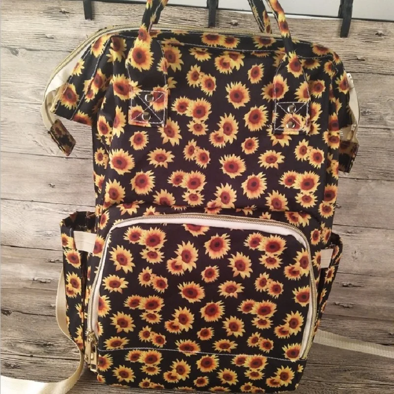 الجملة ليوبارد شريط حفاضات حقيبة SunflowerMummy الطفل عباد الشمس العناية الحفاض حقيبة حقيبة ظهر بسعة كبيرة السفر حقيبة DOM802