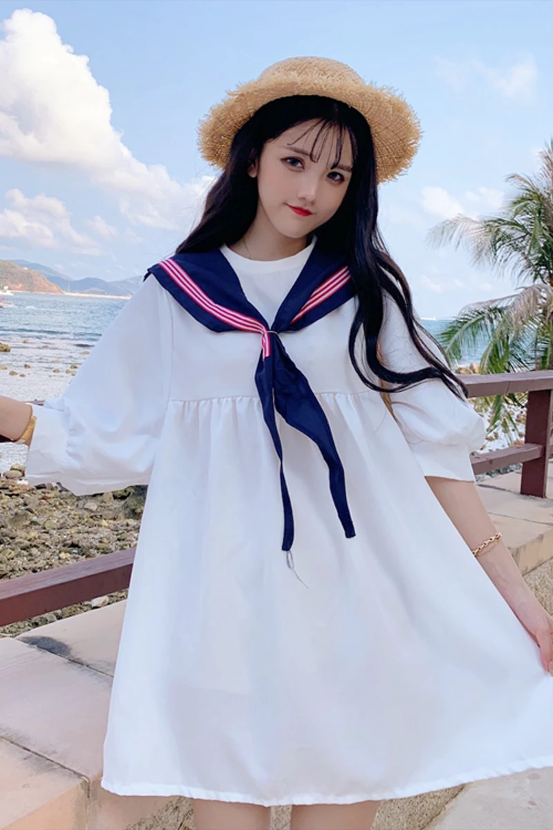 Pure Solid Sailor Dress Japan Style 