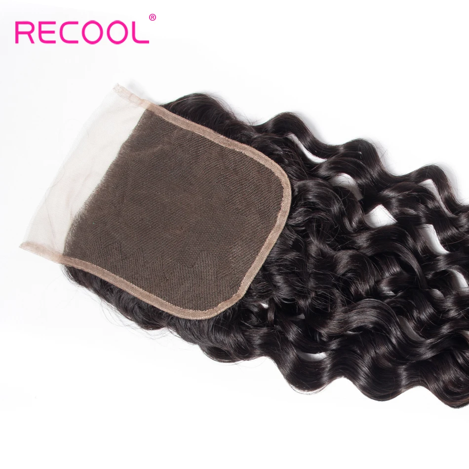 

Recool Hair 5x5 Lace Closure Brazilian Hair Remy Human Hair Weave Free/Middle Part Swiss Lace Water Wave Closure 150% Density