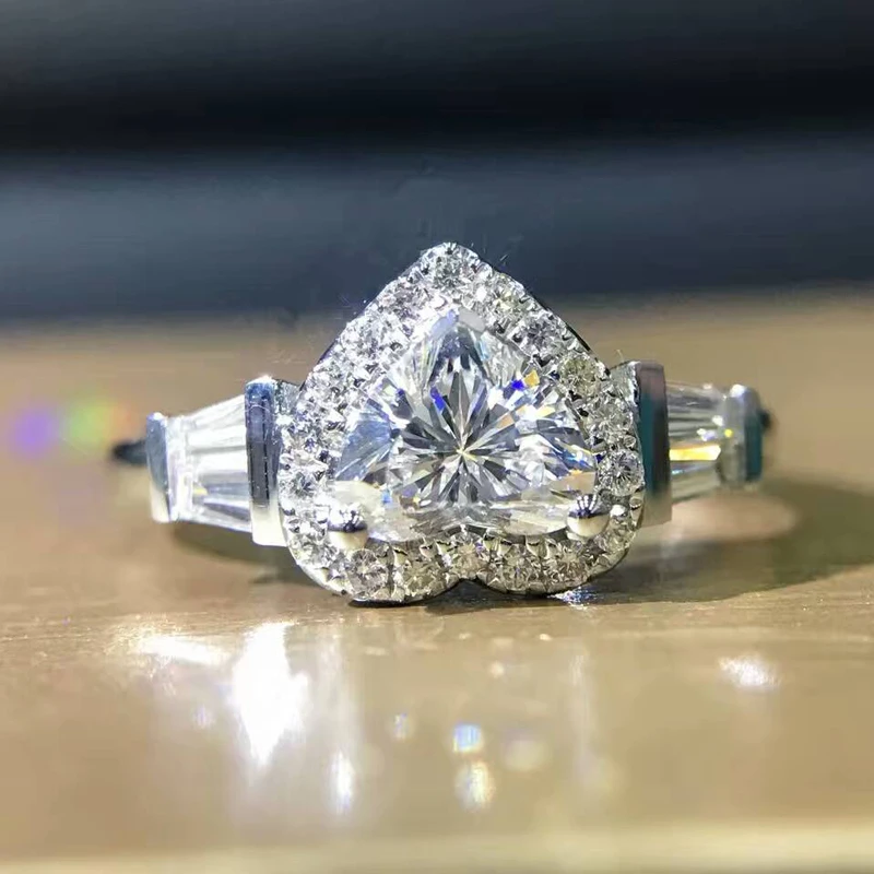 LASAMERO GIA Certificate 1.20CTW Heart Cut Natural Real Diamond Ring Halo Accents 18k Gold Engagement Wedding Promise Stack Ring