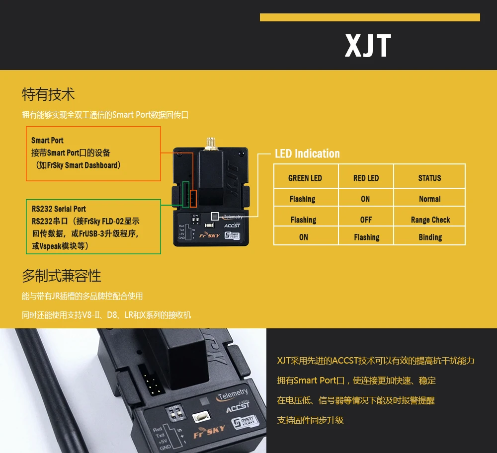 FrSky XJT 2,4G S. Порт JR/Graupner Тип 16ch дуплексный телеметрический модуль 2,4 ГГц Обновление/Frsky R9M расширитель дальнего диапазона для RC