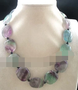 

huij 003087 flourite square black agate necklace 18" nature
