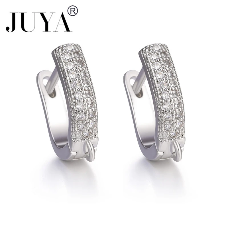 

2019 Double Row Crystal Earrings Copper Zirconia Earwire Jewelry DIY Earring Findings Earrings Clasps Hooks Fittings Accessories