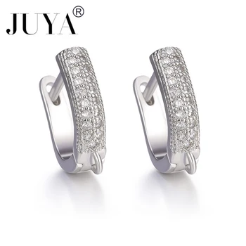 

2019 Double Row Crystal Earrings Copper Zirconia Earwire Jewelry DIY Earring Findings Earrings Clasps Hooks Fittings Accessories