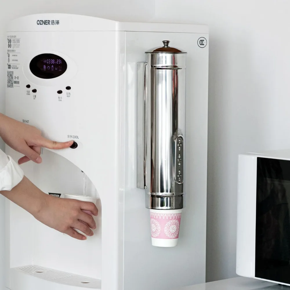 

OTHERHOUSE Cup Dispenser Disposable Paper Cup Holder Kitchen Storage Rack Self Stainless Steel Kitchen Organizer