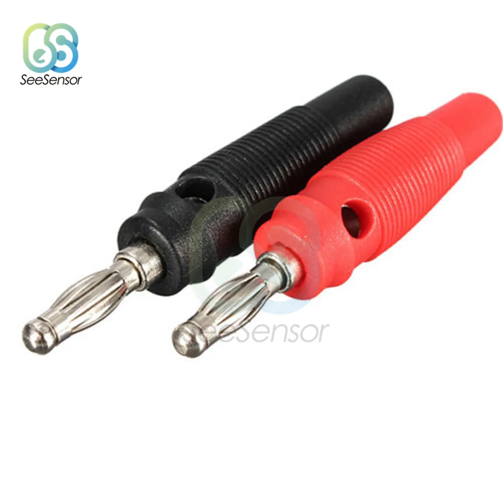 

1 Pair 4mm Banana Socket Nickel Plated Binding Post Nut Banana Plug Connector Screw-type Head Black Red Color