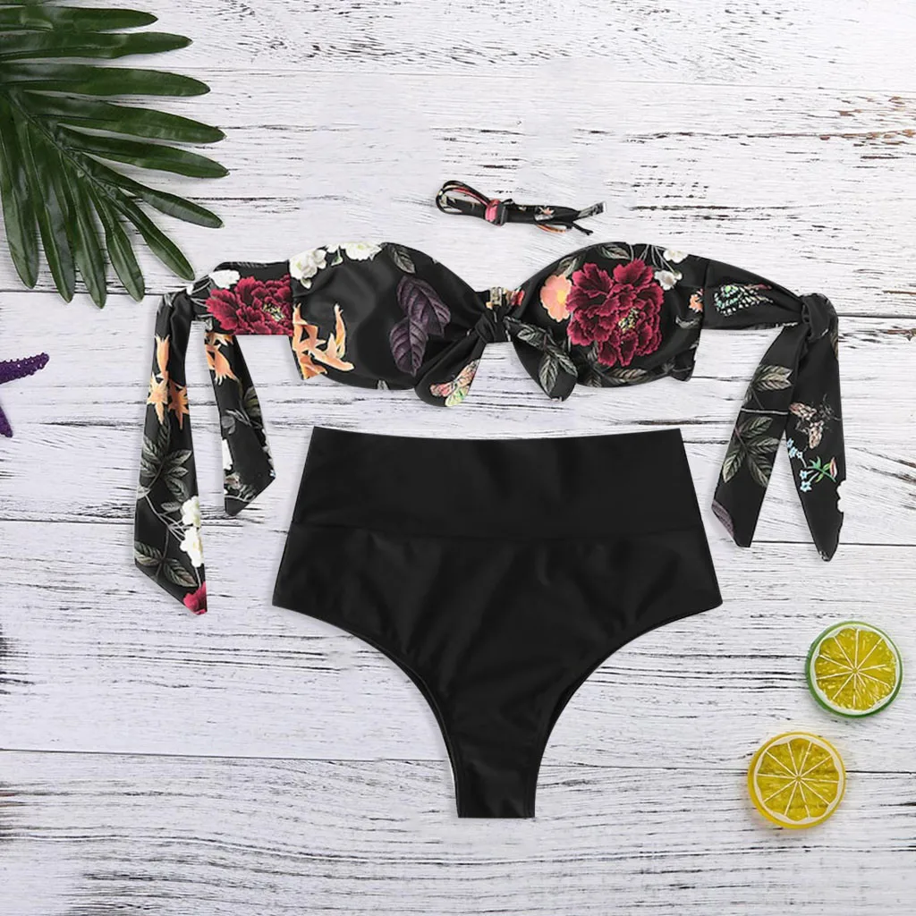 

Swimwear Women Black Swimming Suit For Women Floral Print Tankini Swimsuits Womens Sexy Swimsuit Girls Biquinis Feminino 2019