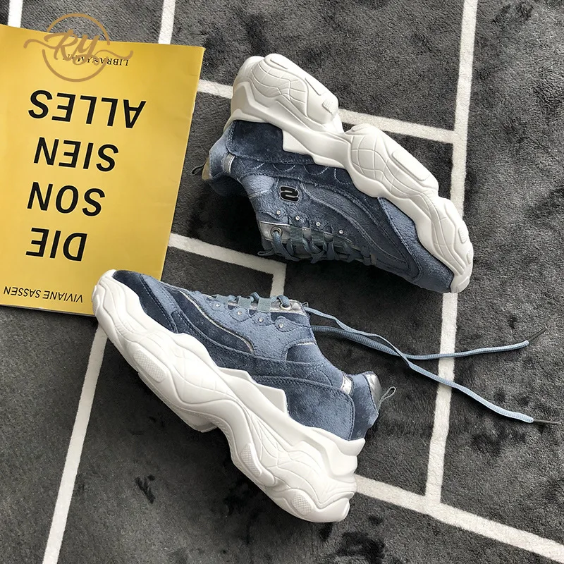 

RY-RELAA women's sports shoes fashion women's vulcanized shoes thick platform shoes spring and summer new leather casual shoes