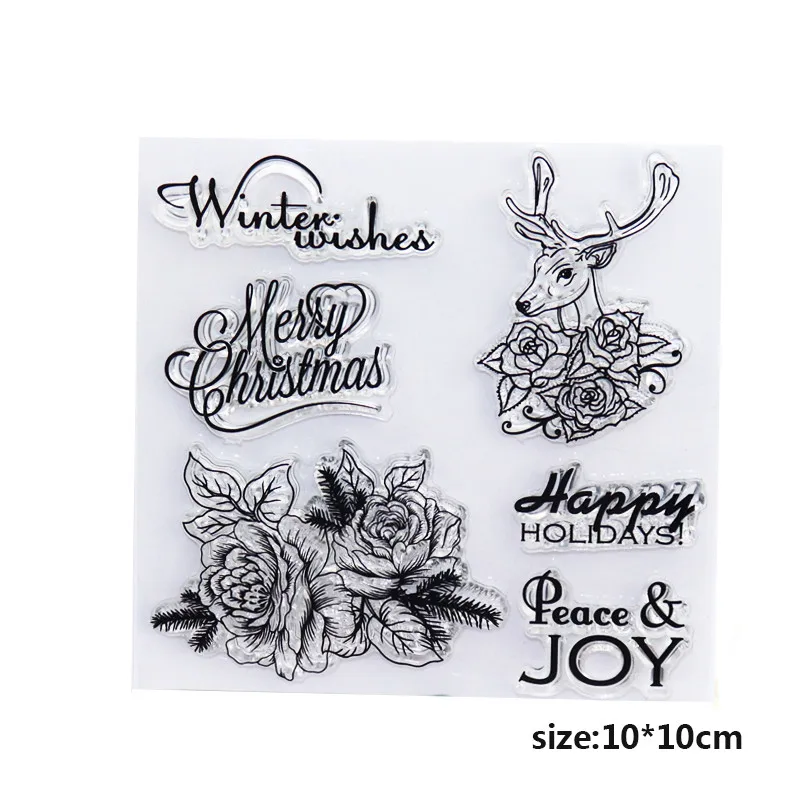 Рождественская елка марки Прозрачный Очистить резиновый штамп распечатка с изображением оленя для бумажные карточки для скрапбукинга делая приглашения на свадьбу DIY - Цвет: Deer stamp
