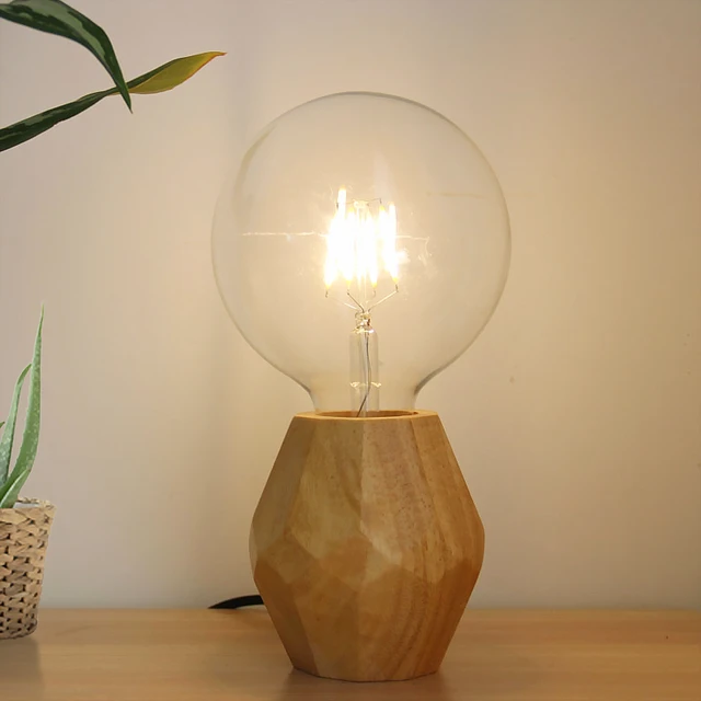 Modern retro mini solid wood polyhedron Table Lamps living room bedroom desk bedside EU plug switch line E27 Wooden tafel lamp
