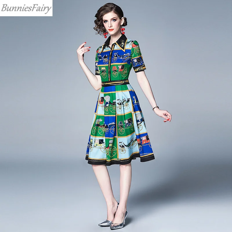 BunniesFairy 2019 новые летние Винтаж Ретро колёса и цепи узел цветочный принт короткий