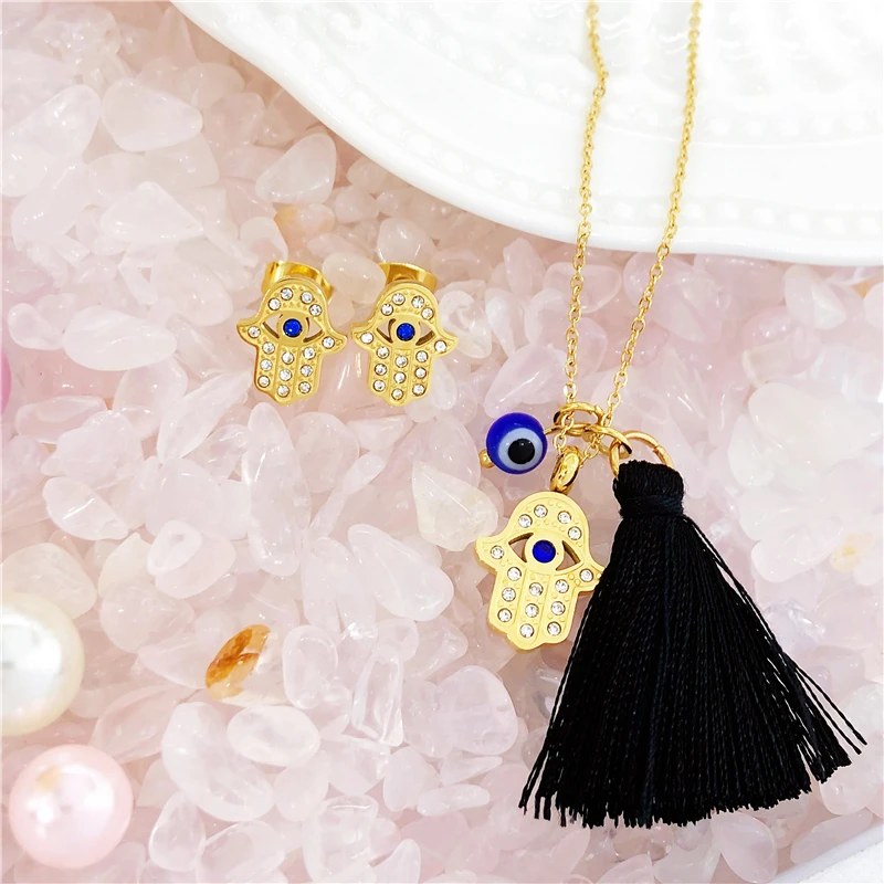 

personality natural stone druzy evil eyes pendant necklace long chain crystal Turkish eye necklaces women girls luck jewelry