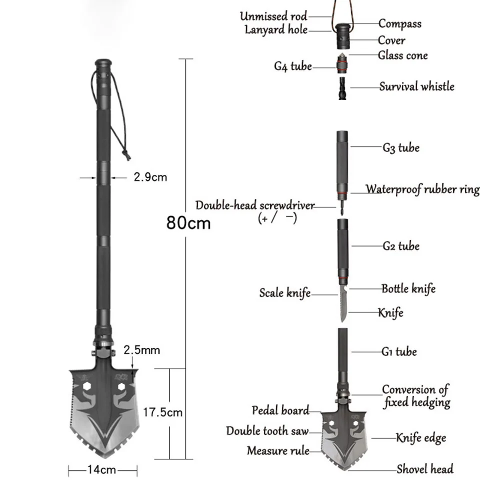 

Professional outdoor survival Tactical Multifunctional Army Shovel folding Tools Garden camping equipment Car emergency Kit