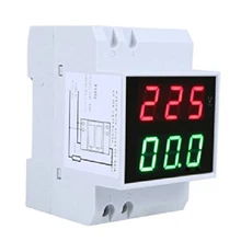 MYLB-Din-Rail AC 110V/220V Digital Voltmeter Ammeter Red Volt Green Amp Meter LED Display