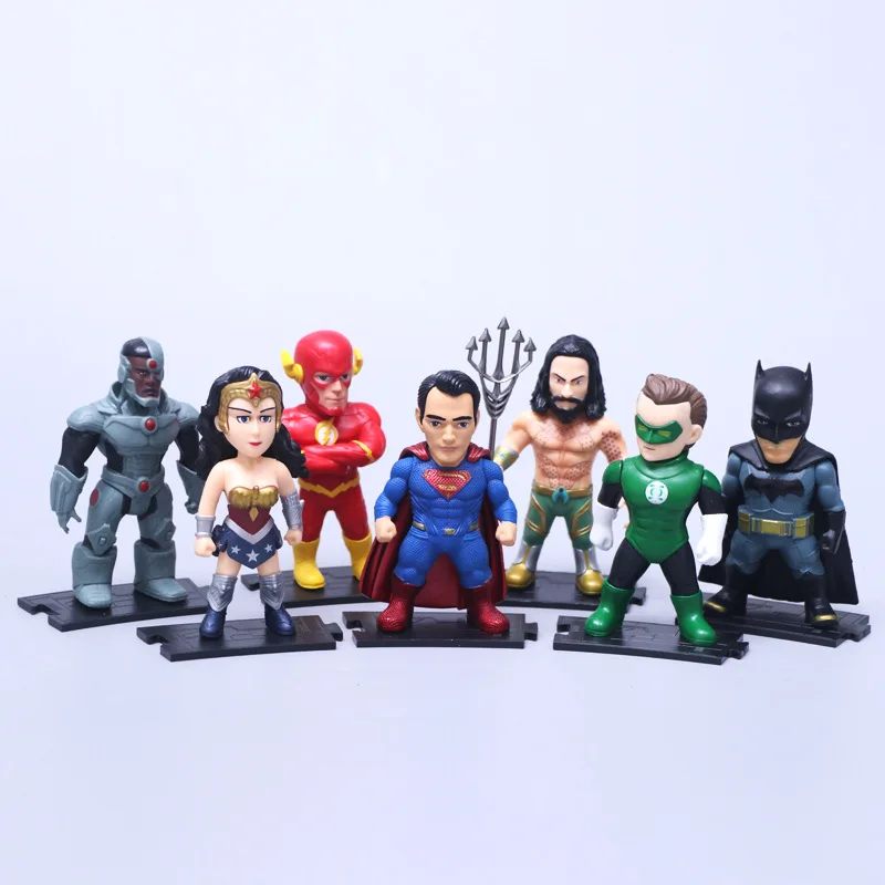 

7pcs/Set Justice League10cm Super Hero Superman Batman Flash Neptune Wonder Woman Action Figure Toys