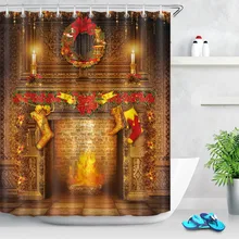 Склад США 72*72 камин Рождество занавеска для душа Ванная комната удлиненная Водонепроницаемая моющаяся полиэфирная ткань для декора ванной