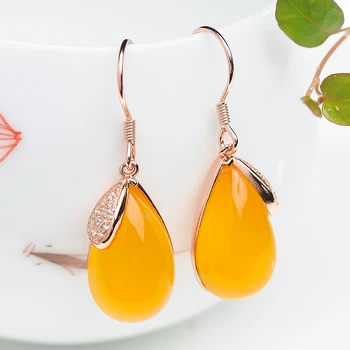 

925 silver inlaid topaz water droplets earrings natural transparent water droplets earrings women vintage earrings