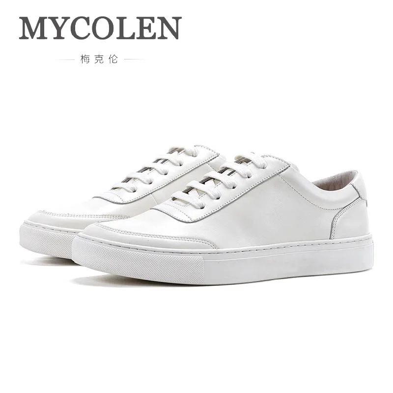 

MYCOLEN Mens Shoes Men Flats Breathable Sneakers Fashion Brand Flat Shoes Lace-Up Mens Leisure White Shoes Walking Sneakers