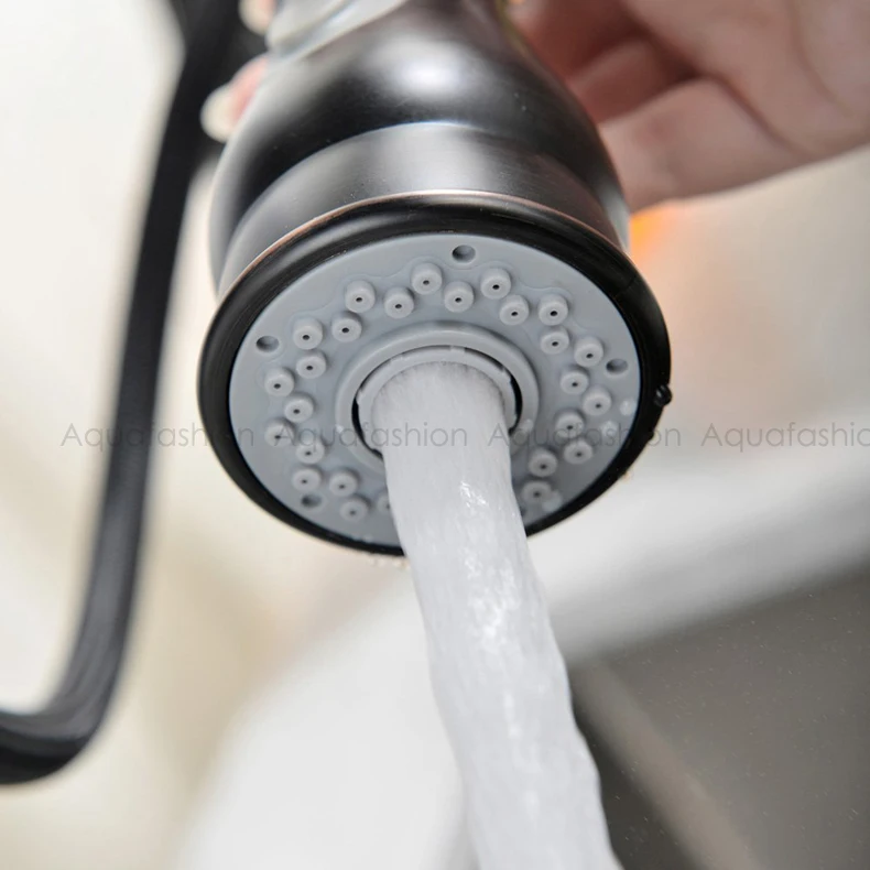 Kitchen Faucet Accessories Oil Rubbed Bronze Kitchen Spray Head Pull Down Faucet Dual Spray Spout ASW-5011K (6)