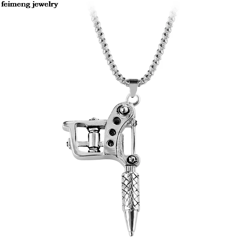 Wholesale Mini Tattoo Machine Necklace Steampunk Necklaces & Pendants