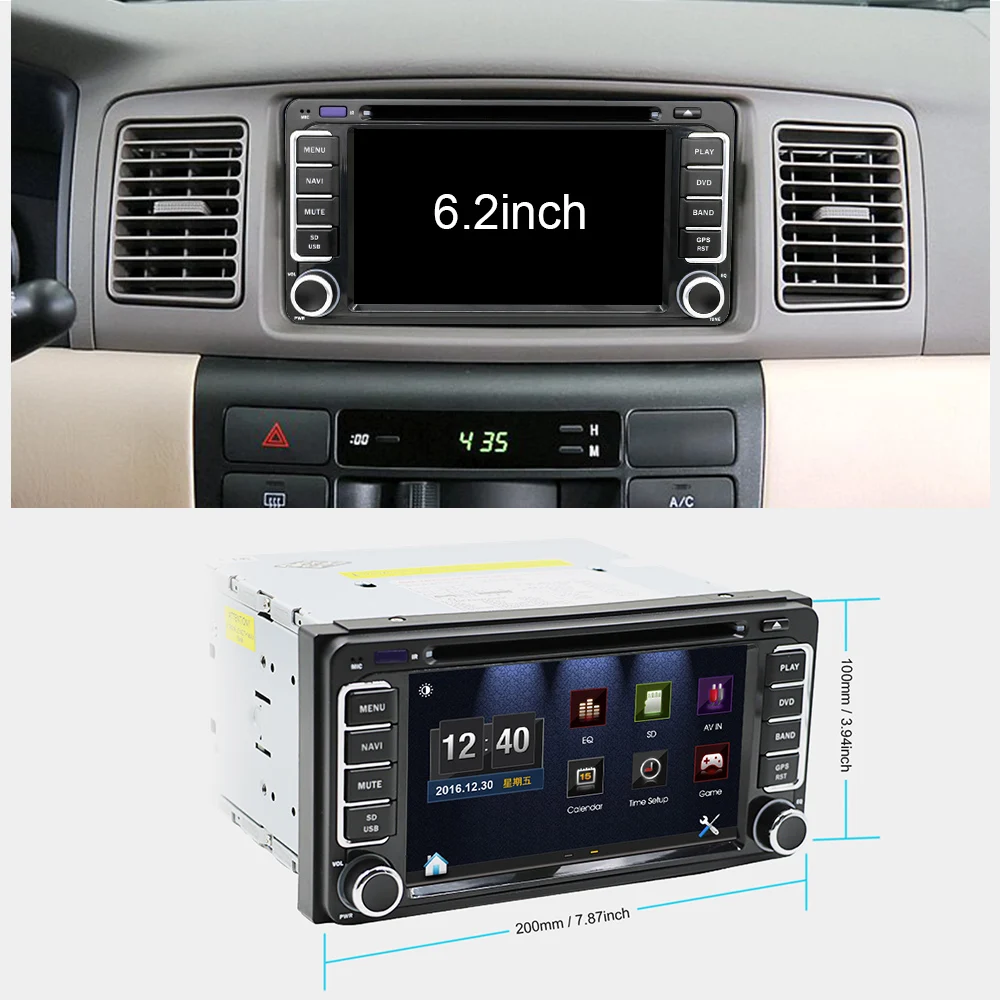 Top Eunavi 2 din Car DVD Radio Player GPS for Toyota Hilux yaris VIOS Camry Corolla Prado RAV4 Prado 2003 2004 2005 2006 2007 2008 1