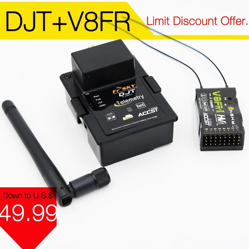 

FrSky DJT 2.4Ghz Combo Pack for JR/Flysky/ Turnigy 9XR w/ Telemetry Module & V8FR-II RX