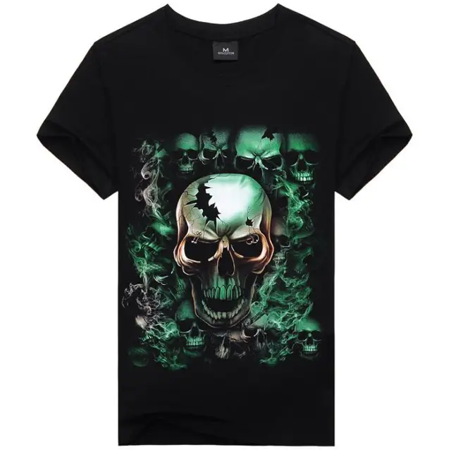 Hot New cotton Skulls Printed Short Sleeves Fashion Mens T Shirt O Neck