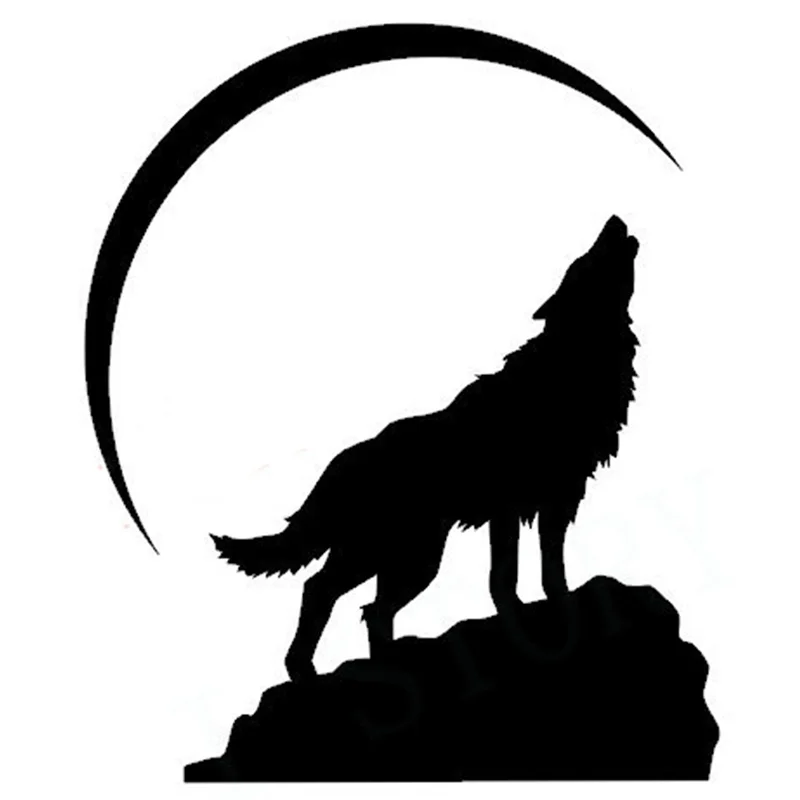Free Shipping Howling Wolf at Crescent Moon Vinyl Wall Decal Home Decor