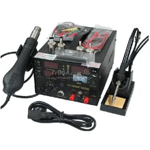 Saike 909D паяльная станция сварочный аппарат 3 в 1 паяльник+ фена+ блок питания